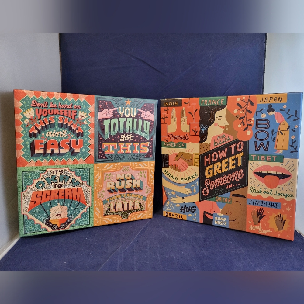 Lot of 2 Fred Brand Jigsaw Puzzles 500 pieces Life Lessons/How to Greet Someone